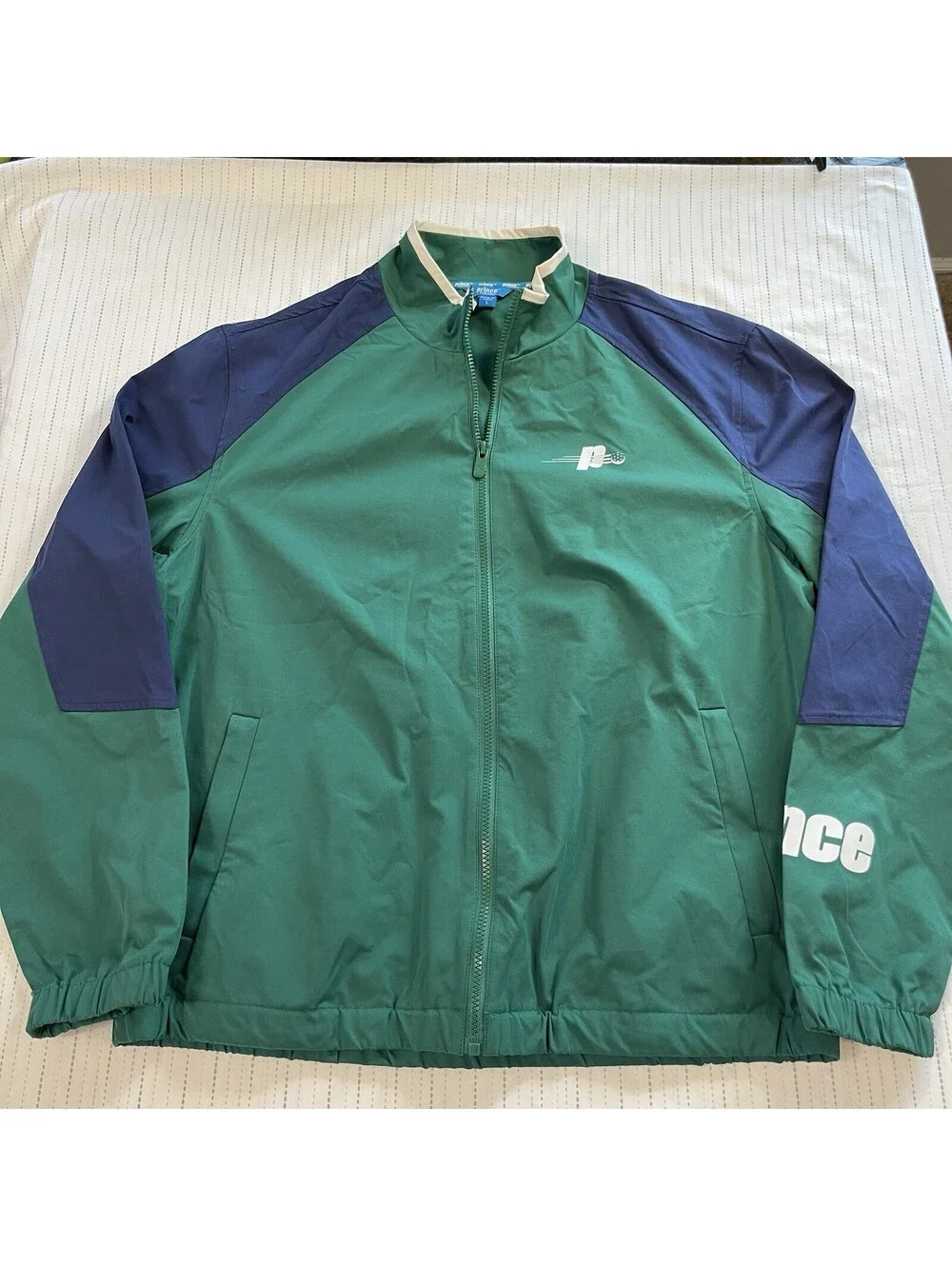 Prince Men’s Jacket Color-block Green/Blue/White Logo L Pickleball